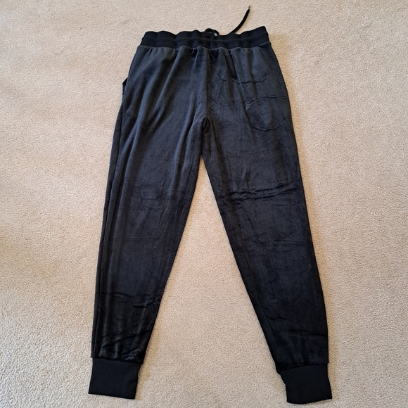 Black Bow 2 Piece Set Joggers Hoodie Velour Size Medium Black Track Suit - Picture 13 of 14